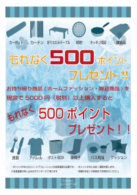 緊急企画！！「もれなく＼＼５００ポイント／／プレゼント」のお知らせ