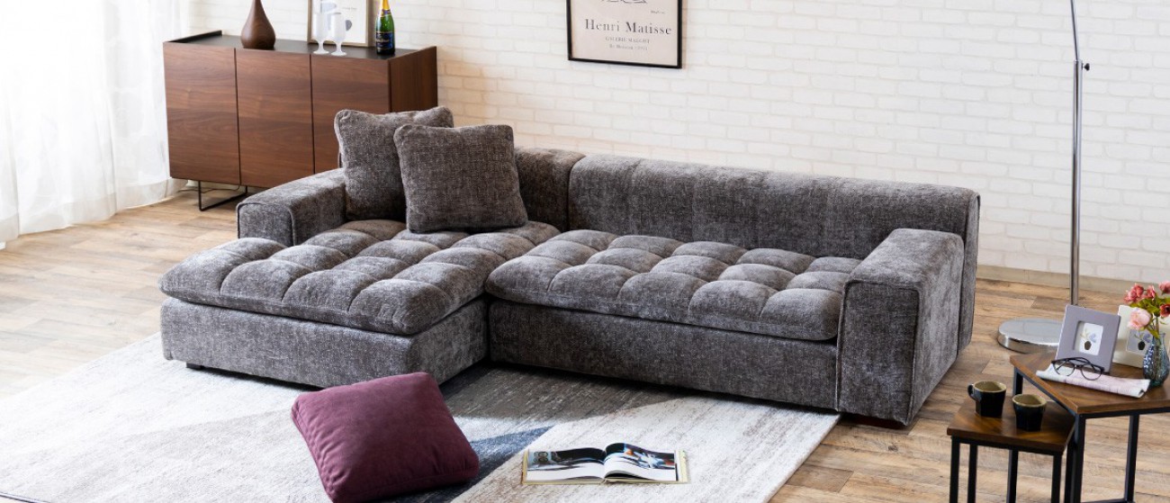 こんなに変わる?こなれ感あふれるキルティングカウチソファ